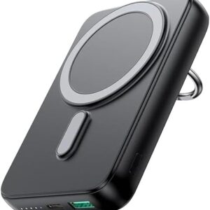 شاحن باور بانك لاسلكي مغناطيسي بقوة 20 وات مع حامل حلقي سعة 10000 مللي أمبير في الساعة للحفاظ على أجهزتك مشحونة من جوي روم