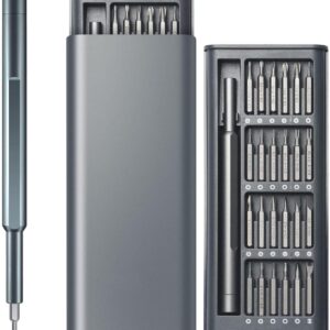 مجموعة مفكات مسامير صغيرة دقيقة 24 في 1، مجموعة لقم مفك مغناطيسي مع مجموعة إصلاح حافظة من الألومنيوم للاستخدام في الأجهزة الإلكترونية والهواتف الذكية والساعات والنظارات والكمبيوتر وماك بوك من انوان